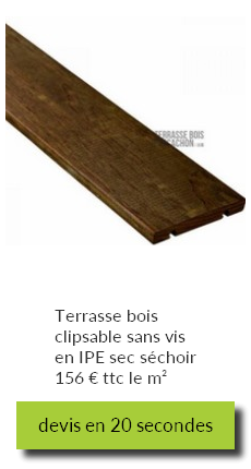 Terrasse bois clipsable sans vis en IPE sec séchoir